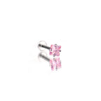 Square CZ Internally Threaded Stainless Steel Lip Ring