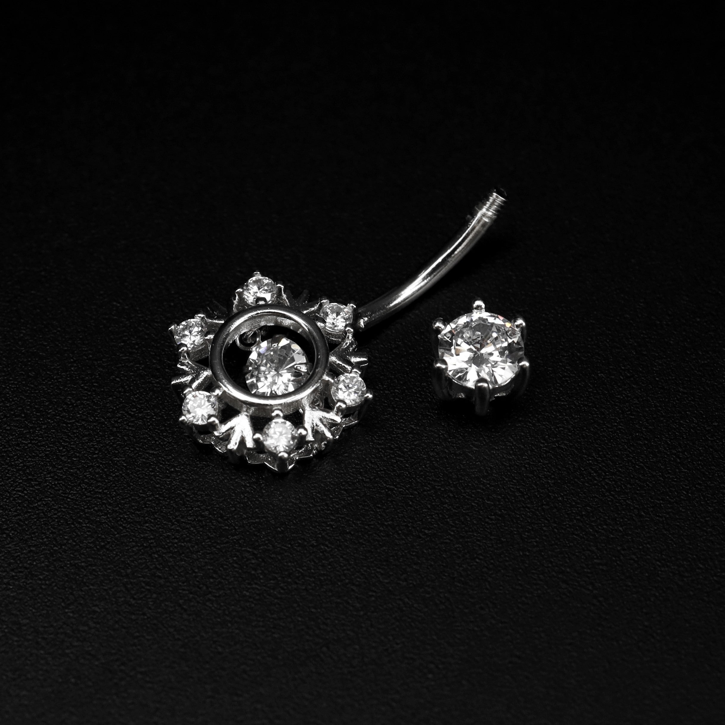 Snowflake CZ S925 Sterling Silver Belly Ring