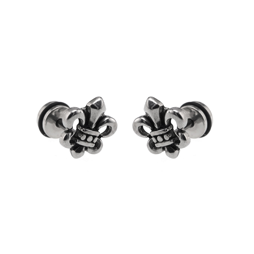 Oil Slick Cross Externally Threaded Stainless Steel Ear Studs