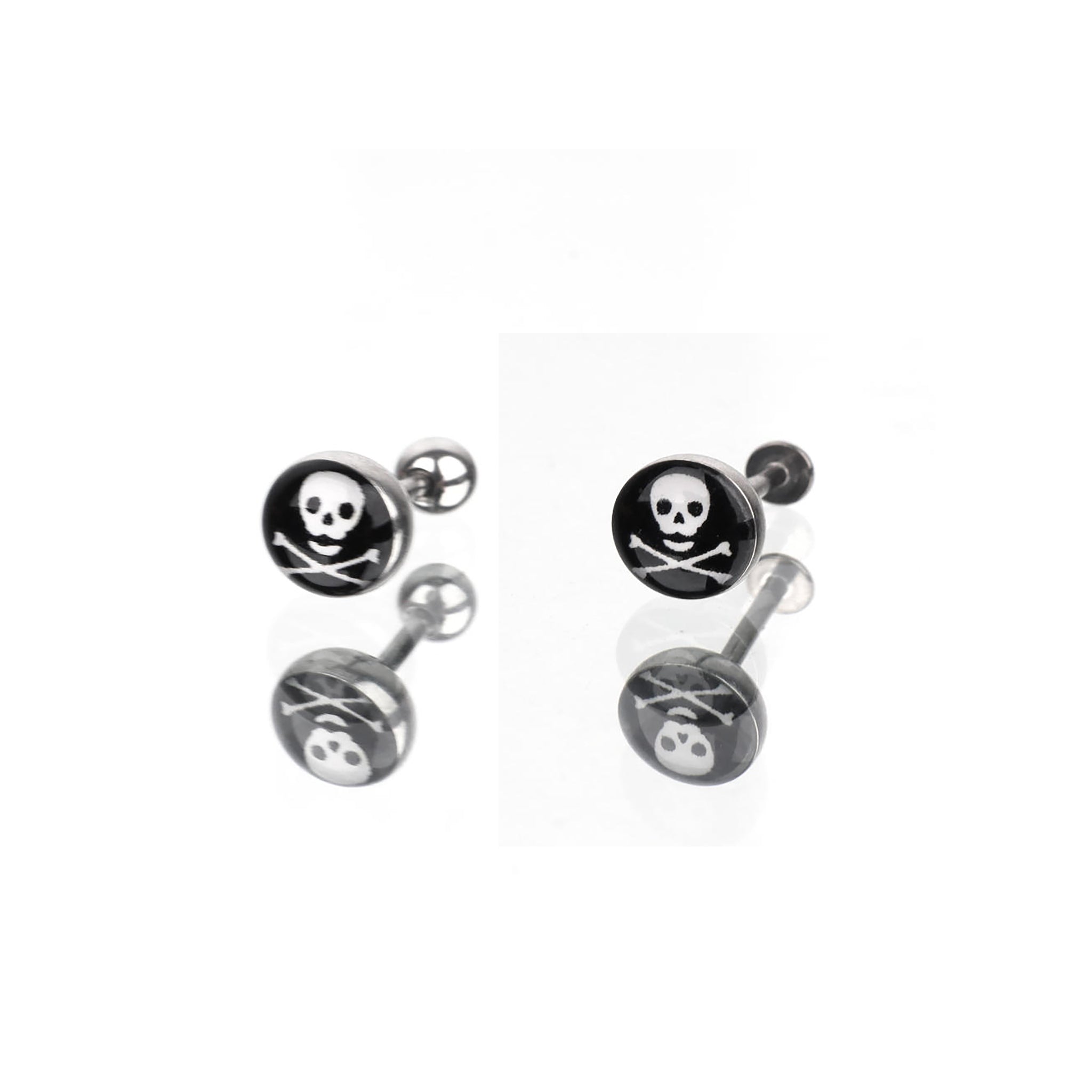 Resin Oil Slick Skull Stainless Steel Ear Ring