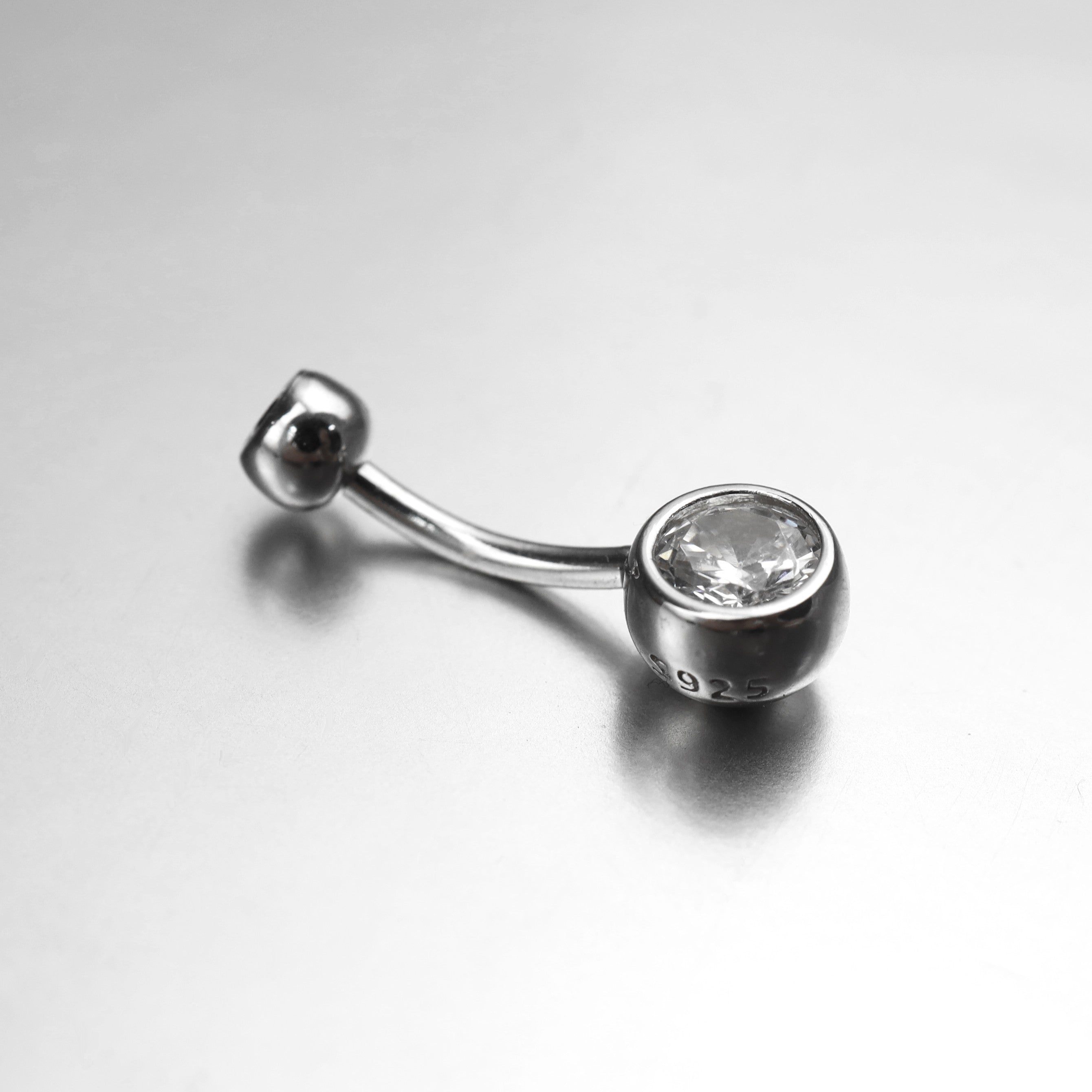 Double Gem CZ S925 Sterling Silver Belly Ring