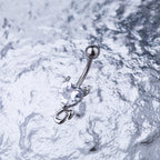 Devil Heart CZ stainless steel Belly Ring