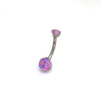 Round Opal Titanium Belly Ring