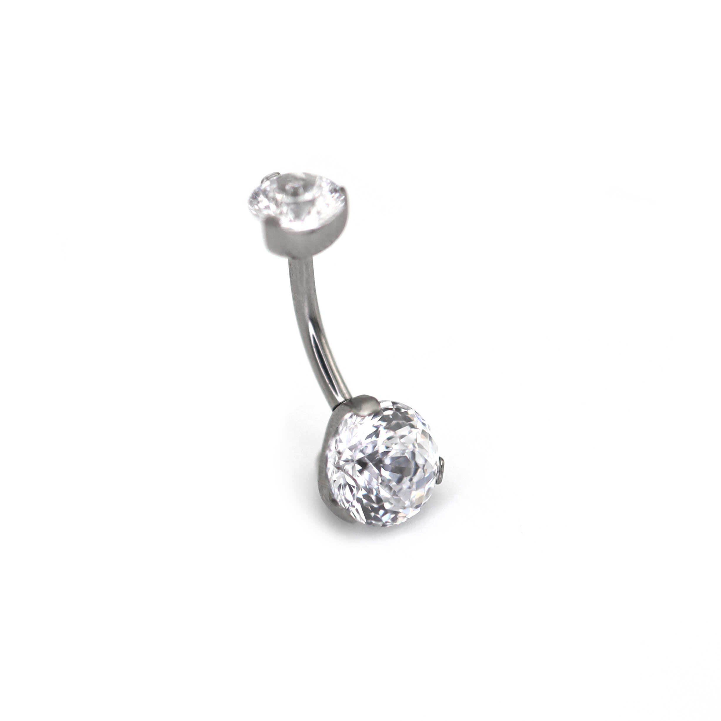 High Shine CZ Titanium Belly Ring