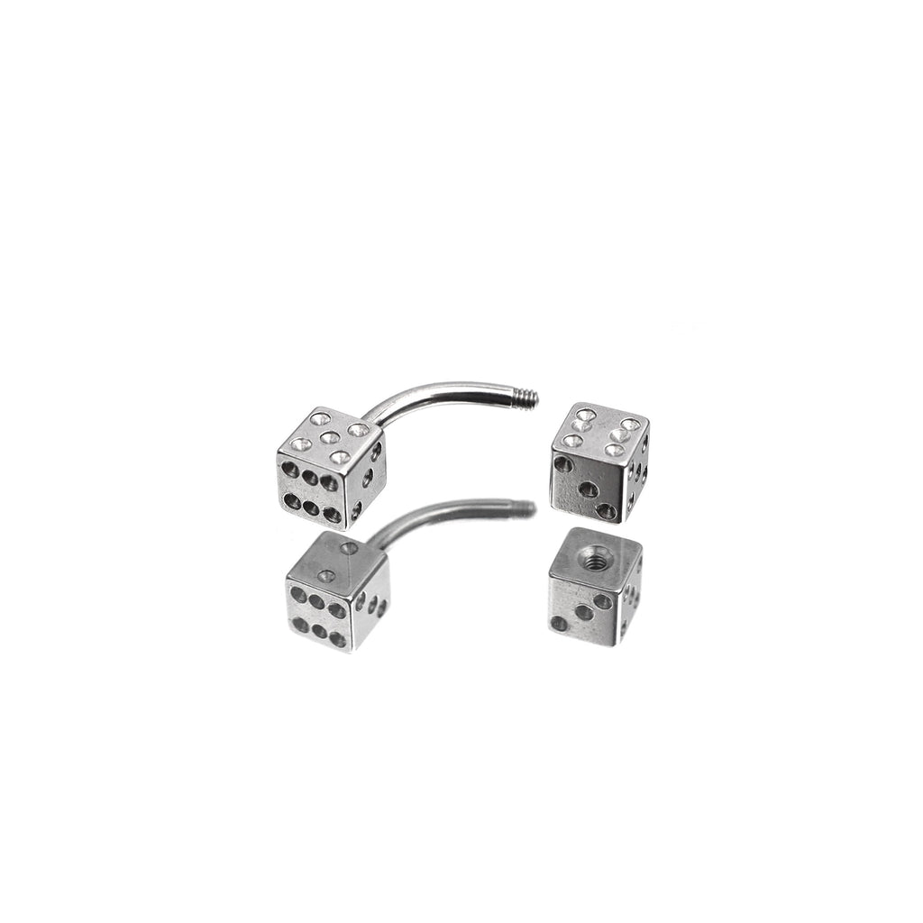 Dice Externally Threaded Stainless Steel Brow Studs