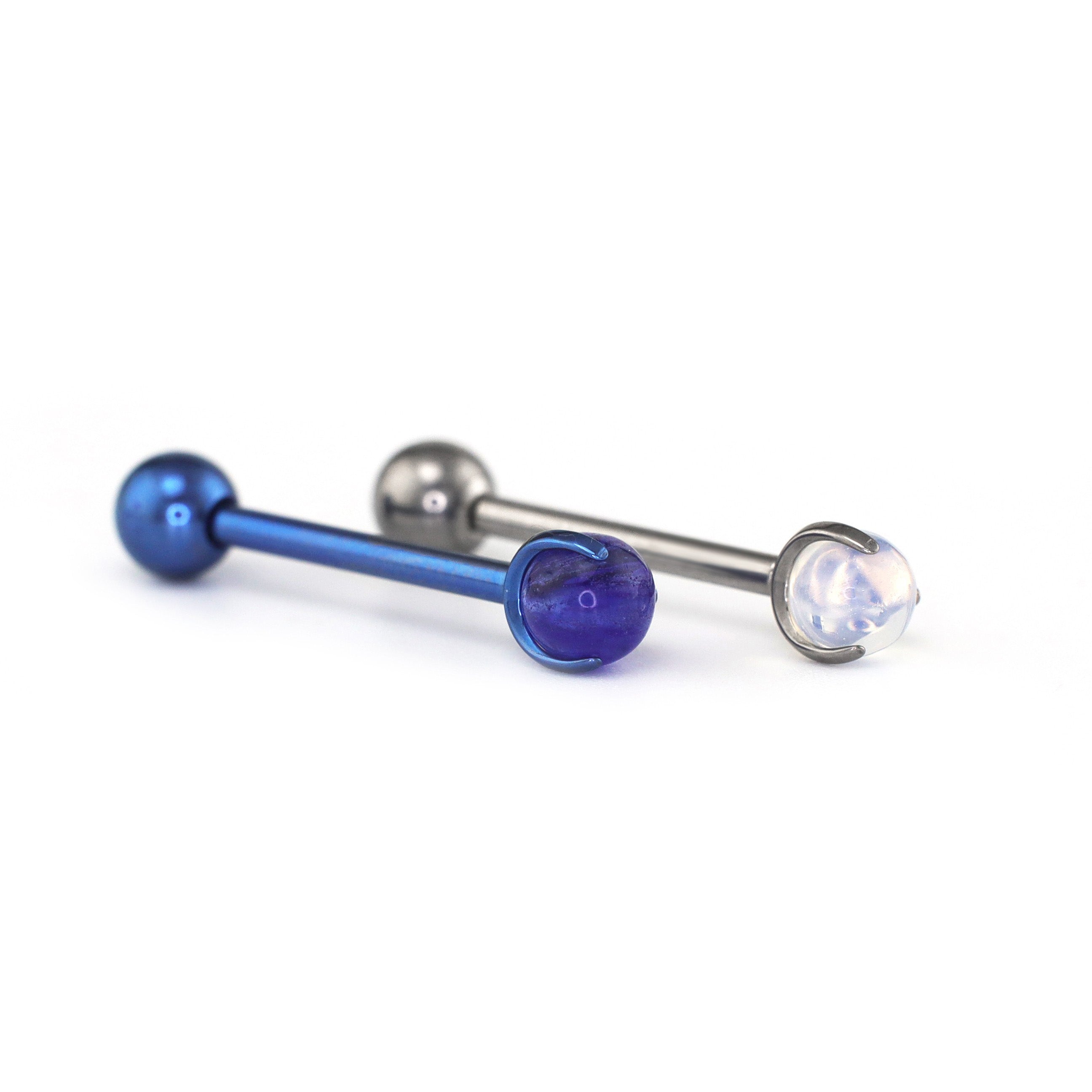 Blue & White Opal Titanium barbell stud