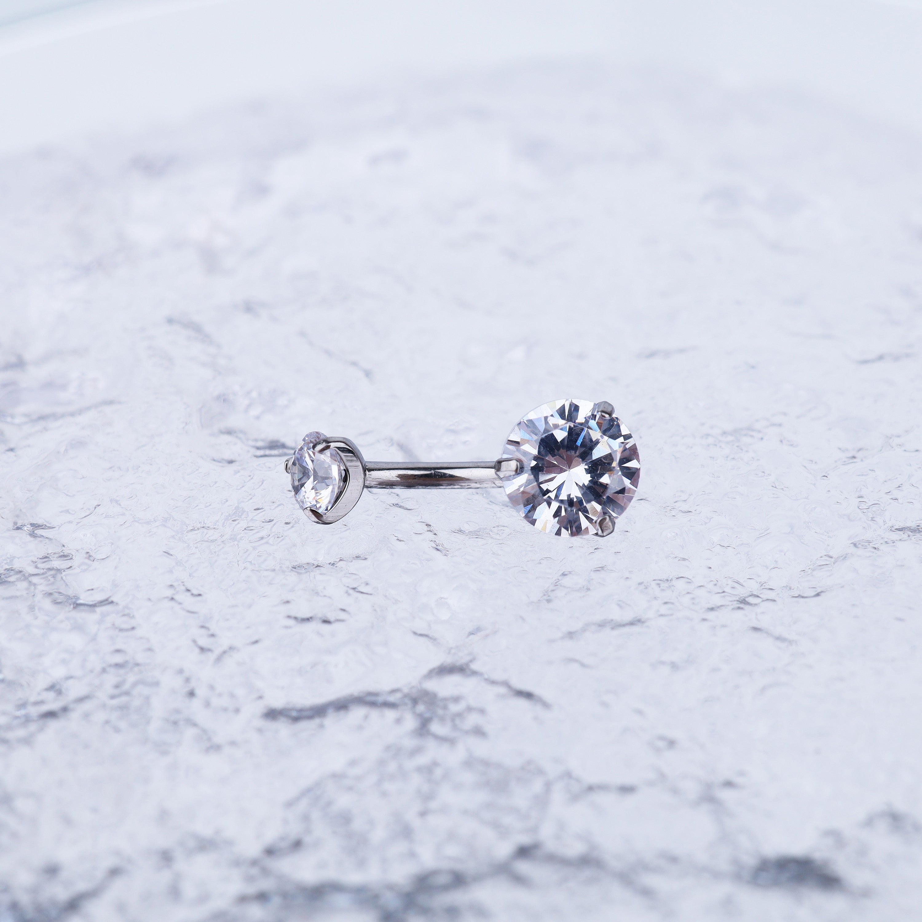 Round CZ Titanium Belly Ring