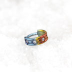 16G Three Row Triple Segment CZ Titanium Ring
