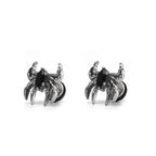 3D Black CZ Spider Stainless Steel Ear Studs