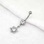 Snowflake CZ Dangle stainless steel Belly Ring
