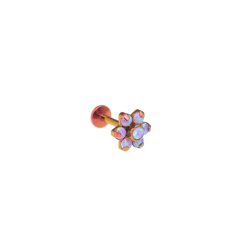 High-Shine Opal Floral Titanium Ear Studs