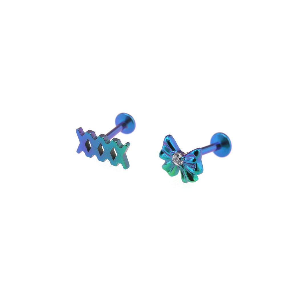Bandage Bow CZ Titanium Ear Studs