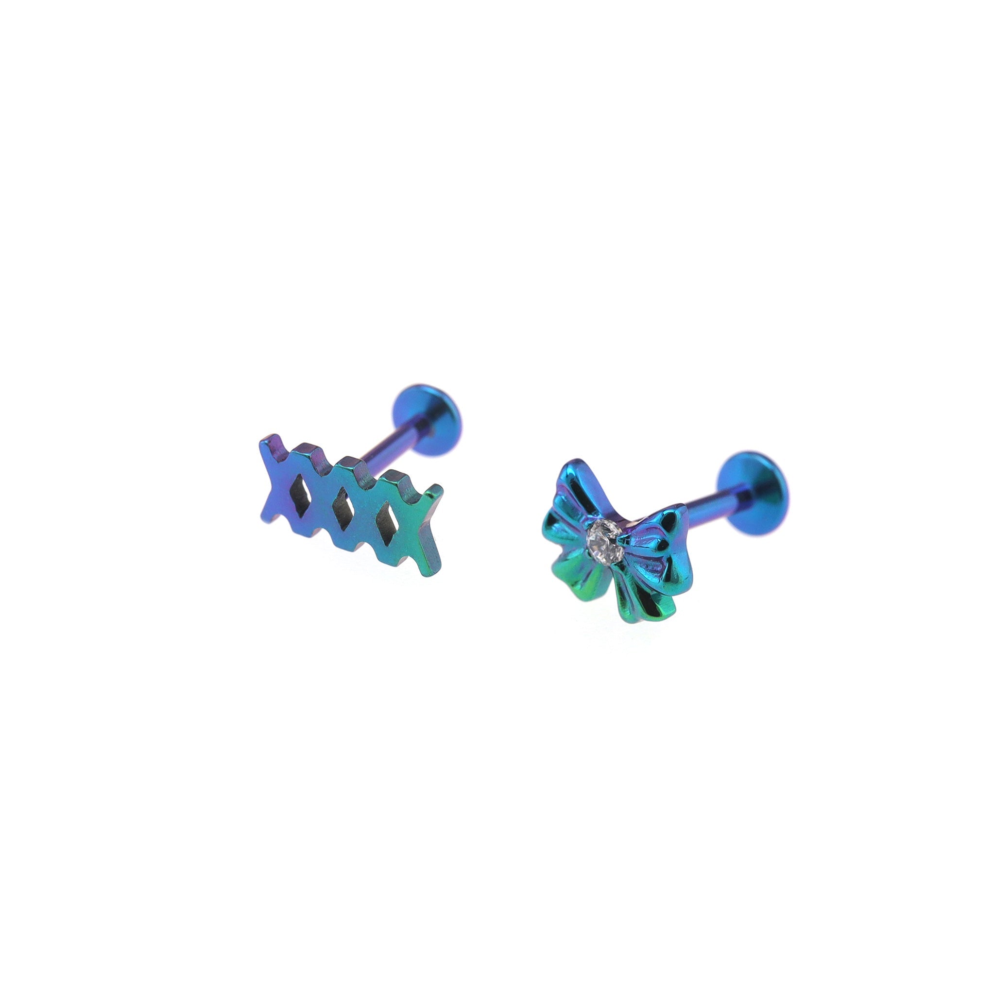Bandage Bow CZ Titanium Ear Studs