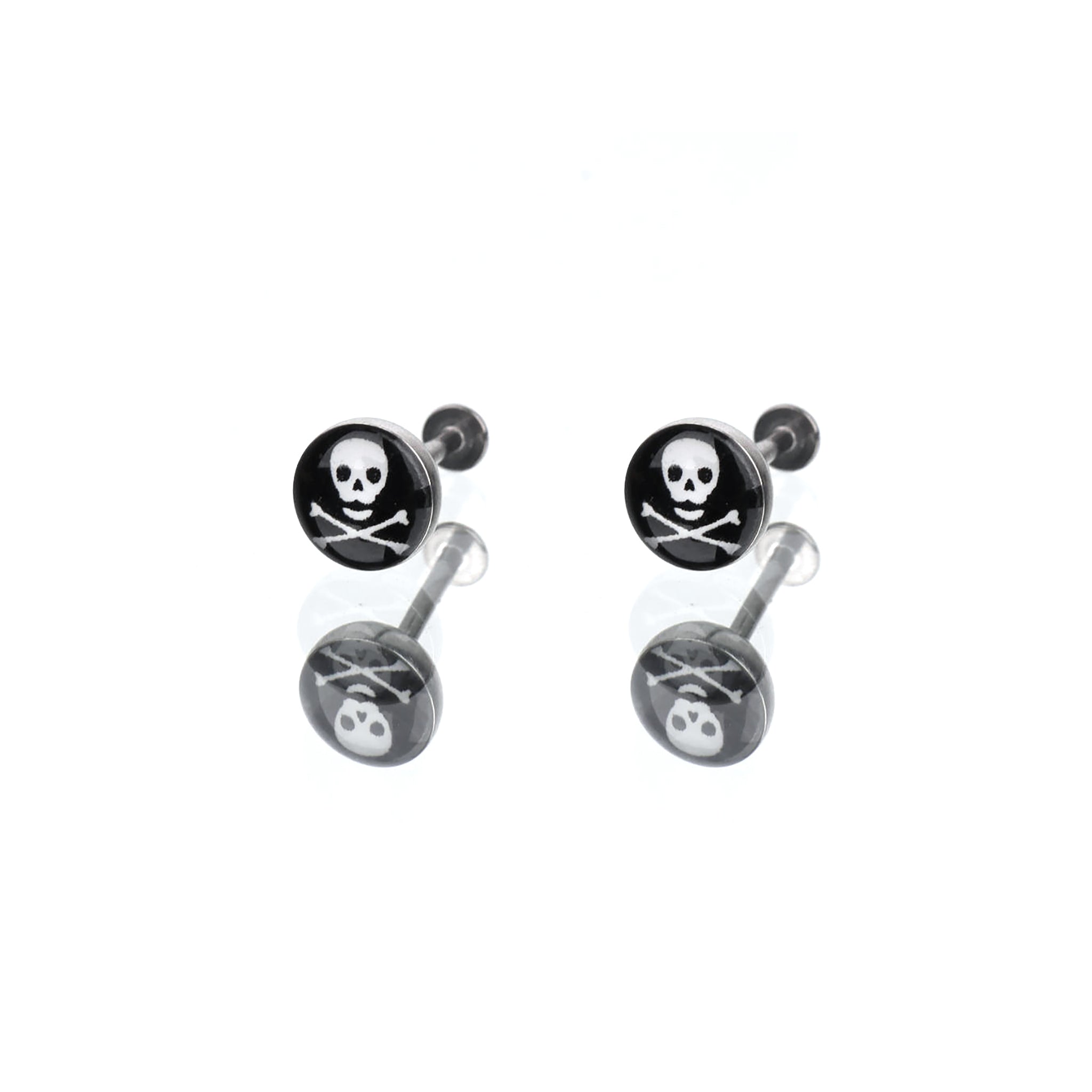 Resin Oil Slick Skull Stainless Steel Lip Ring