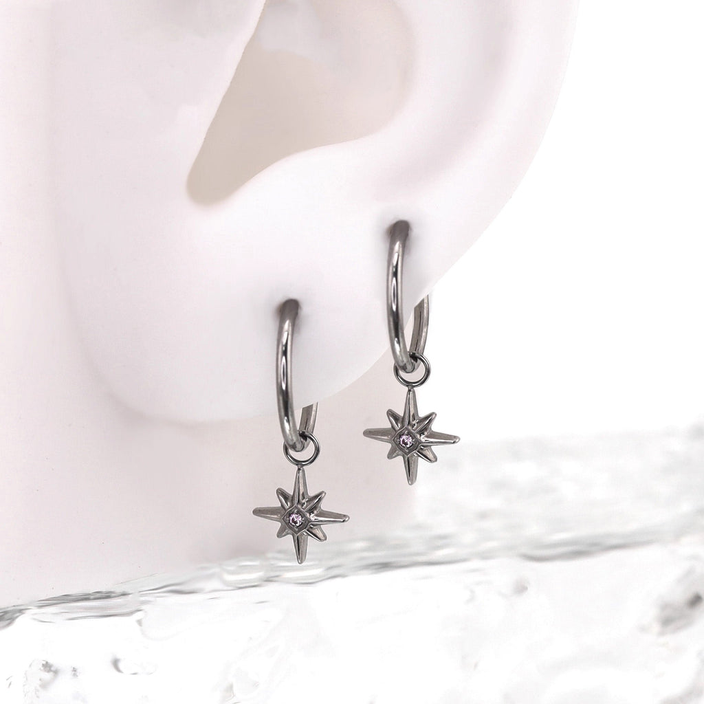 Octagram CZ Pendant Titanium Segment Hoop