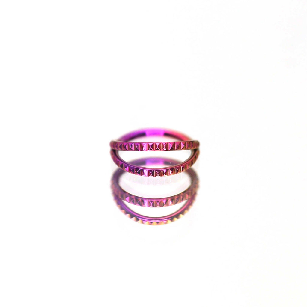 Double Hoop Engraved Titanium Segment Hoop