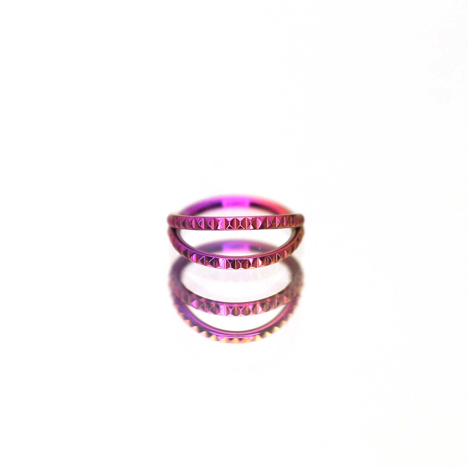 Double Hoop Engraved Titanium Segment Hoop