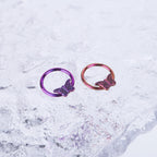 16G Engraved Butterfly Titanium Segment Hoop