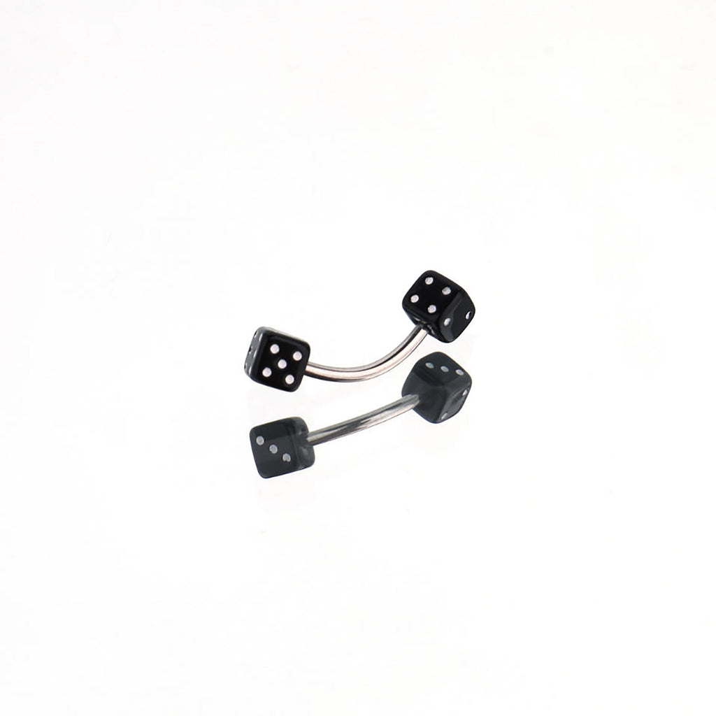 Acrylic Colorful Dice Externally Threaded Brow Studs