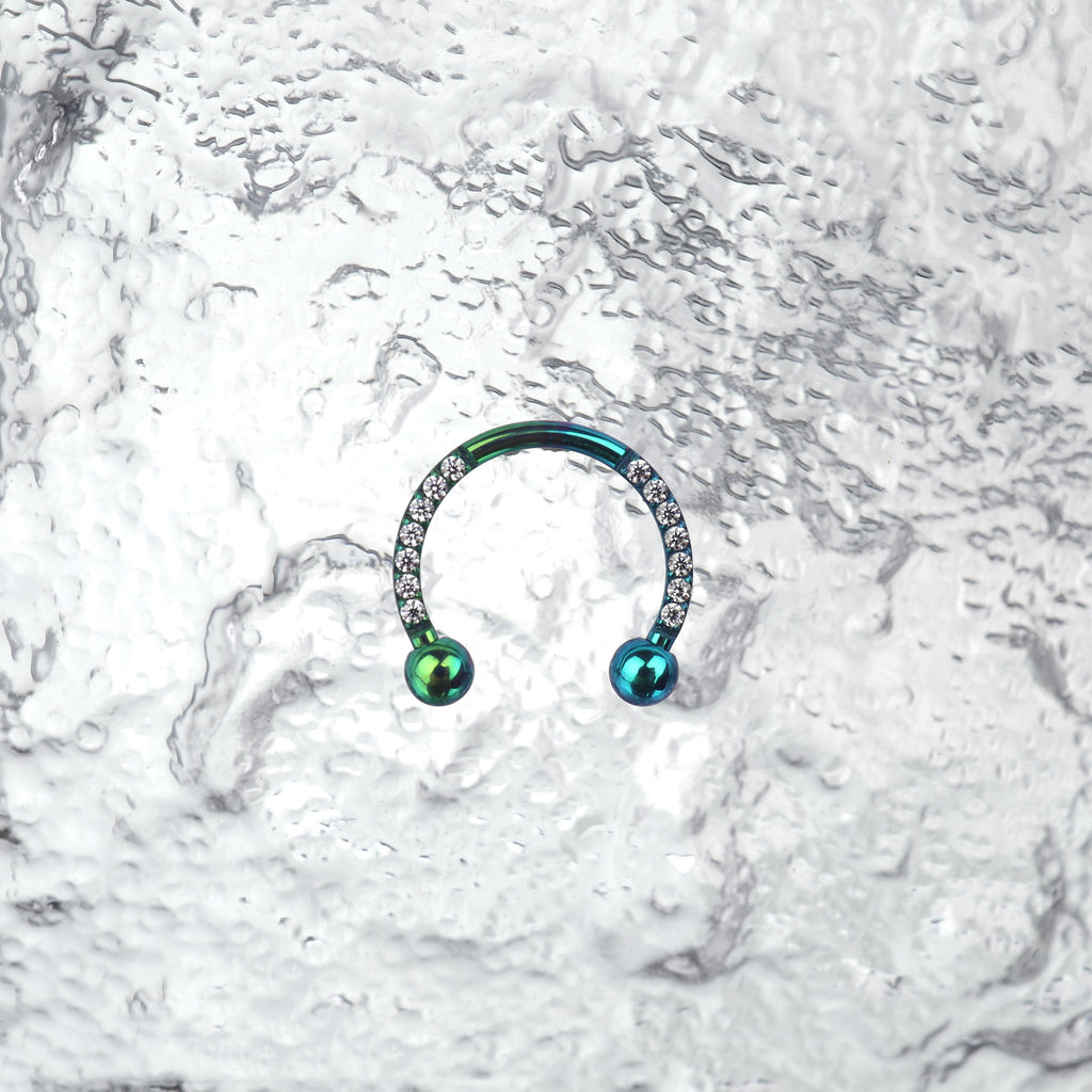 16G CZ Titanium Horseshoe Ring