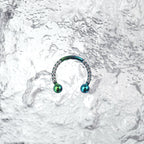 16G CZ Titanium Horseshoe Ring