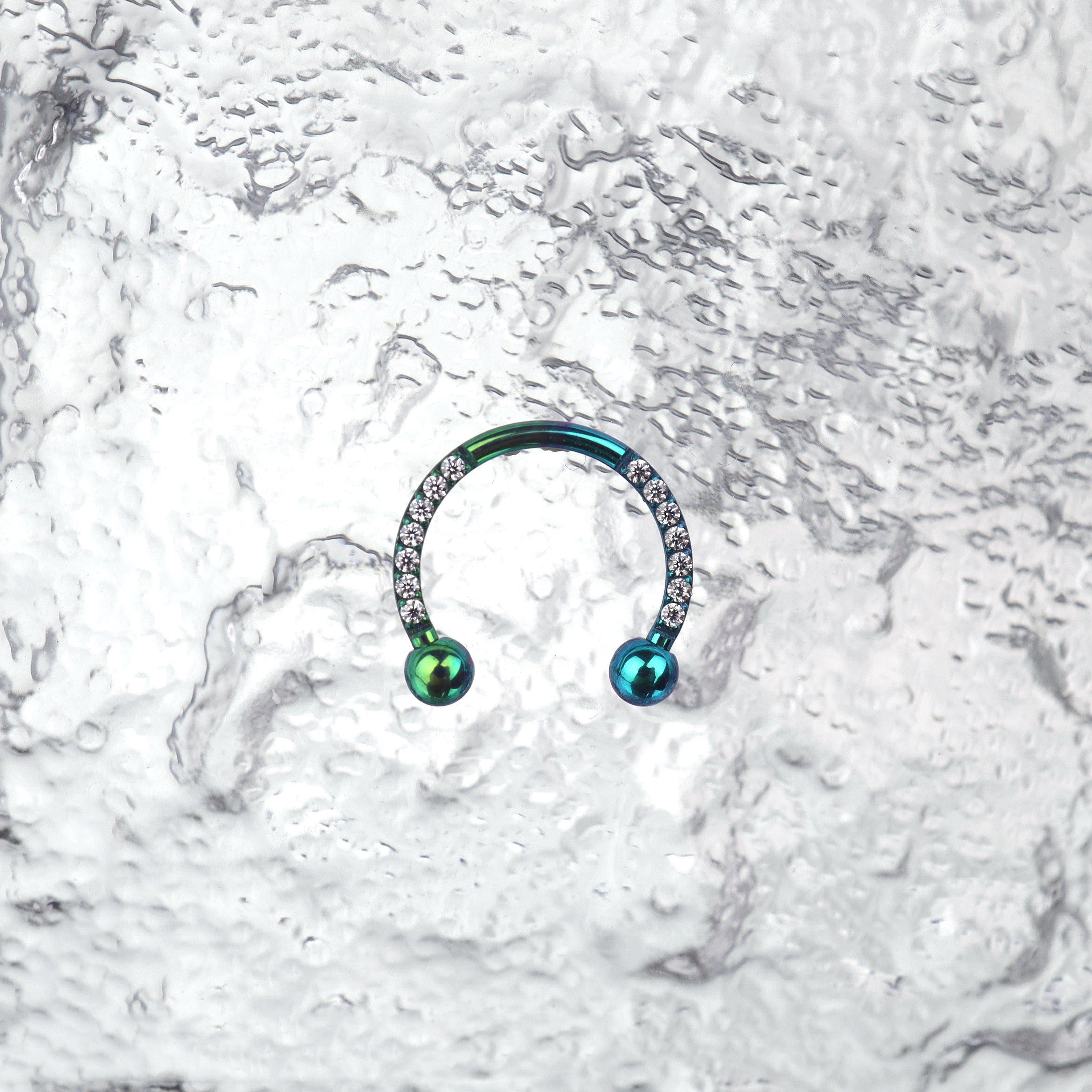 16G CZ Titanium Horseshoe Ring