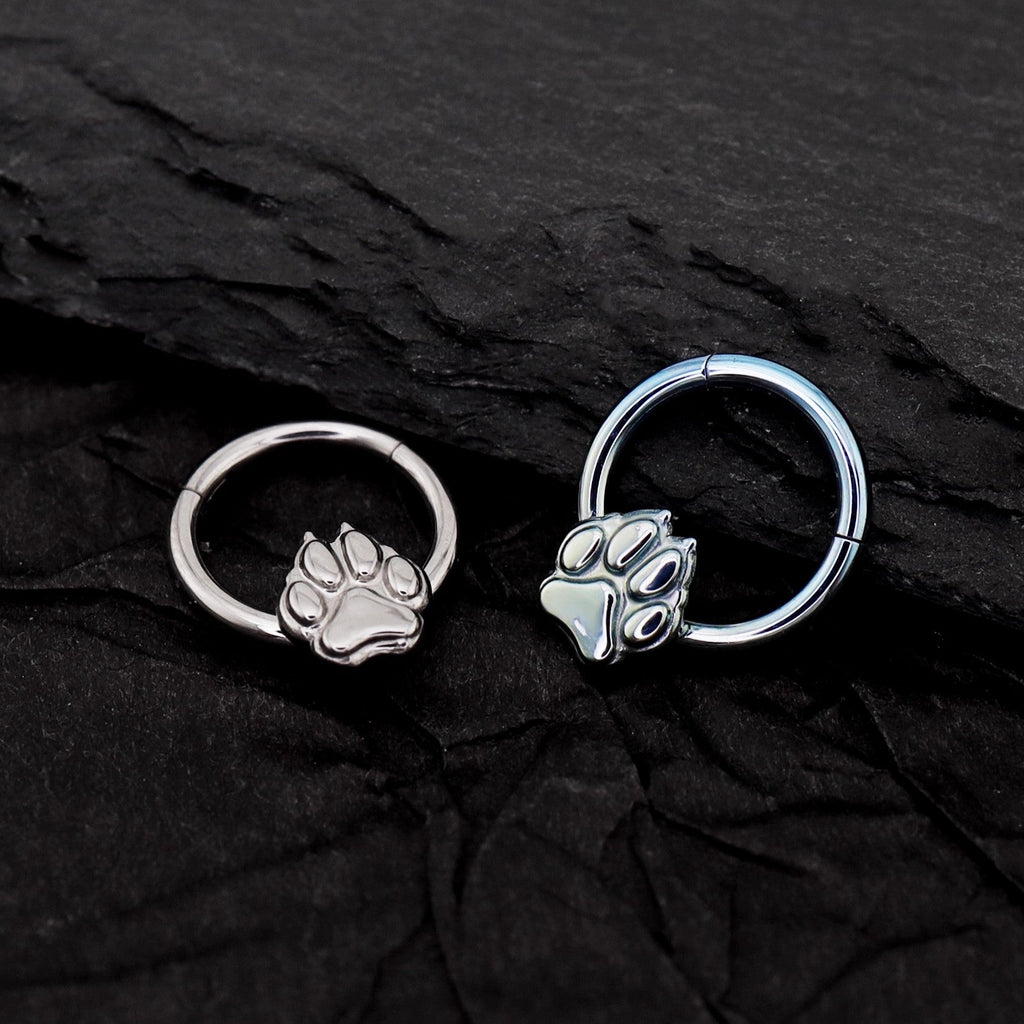 Cute Cat Paw Titanium Segment Hoop