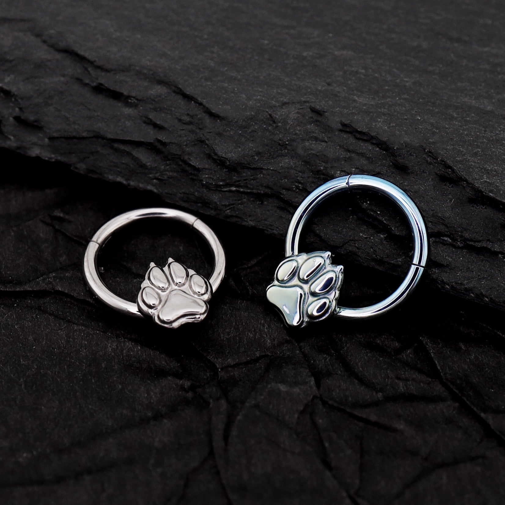 Cute Cat Paw Titanium Segment Hoop