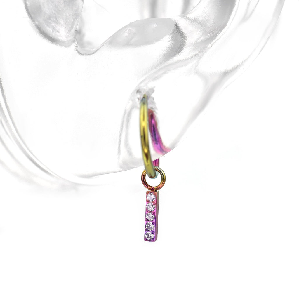 Titanium Segment Hoop with Baguette CZ