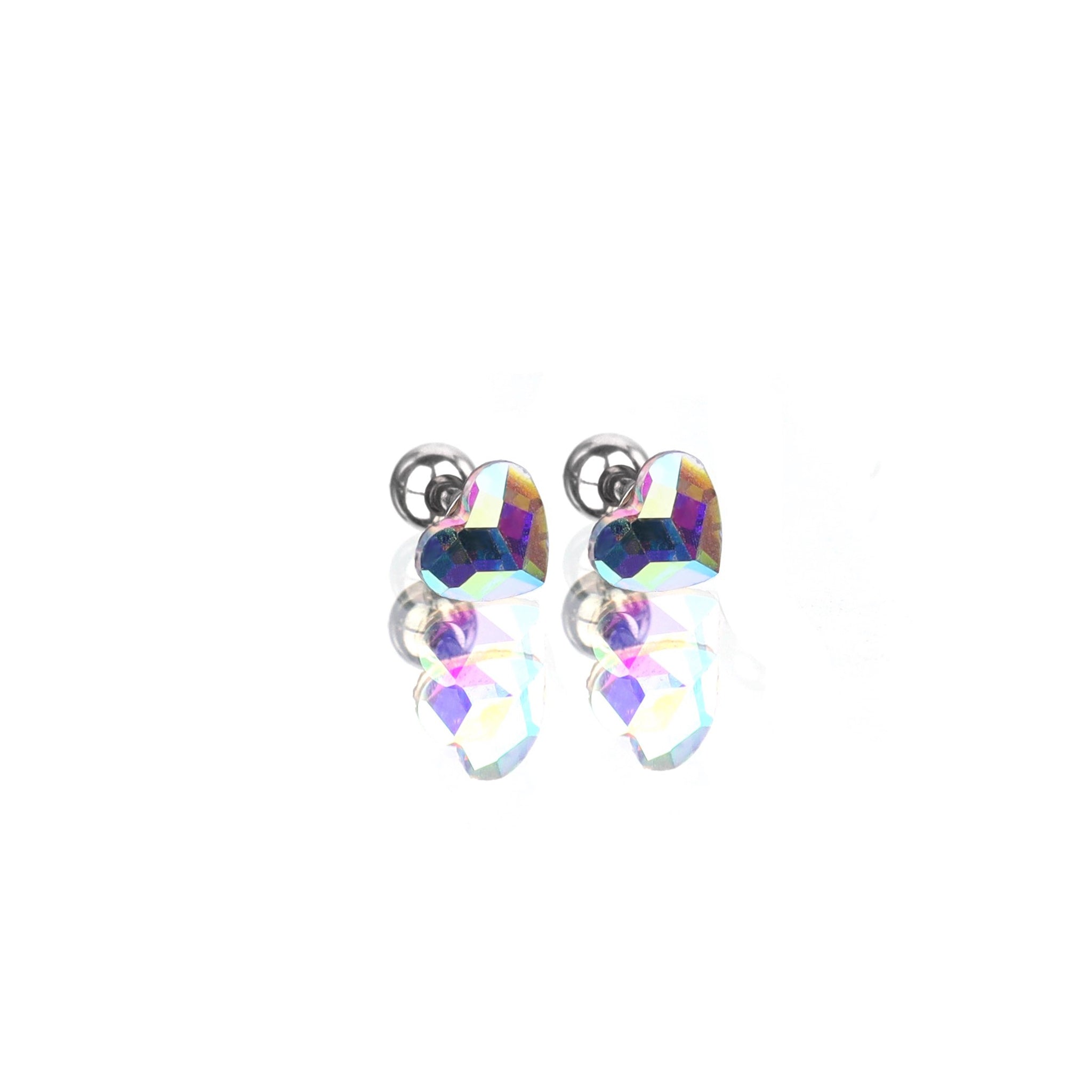 Heart Crystal Stainless Steel Ear Studs