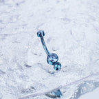 Double CZ internally threaded Titanium Belly Ring