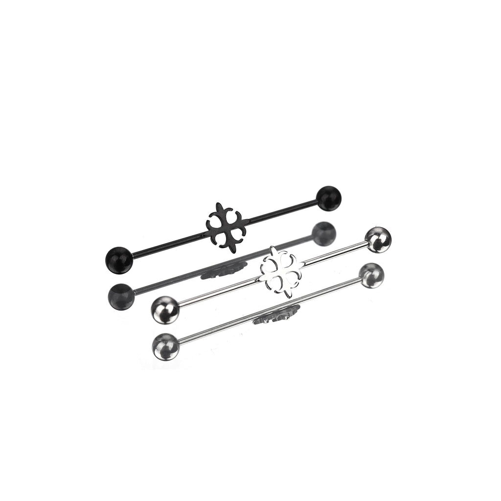 Cutout Black & White Cross Stainless Steel Industrial Barbell