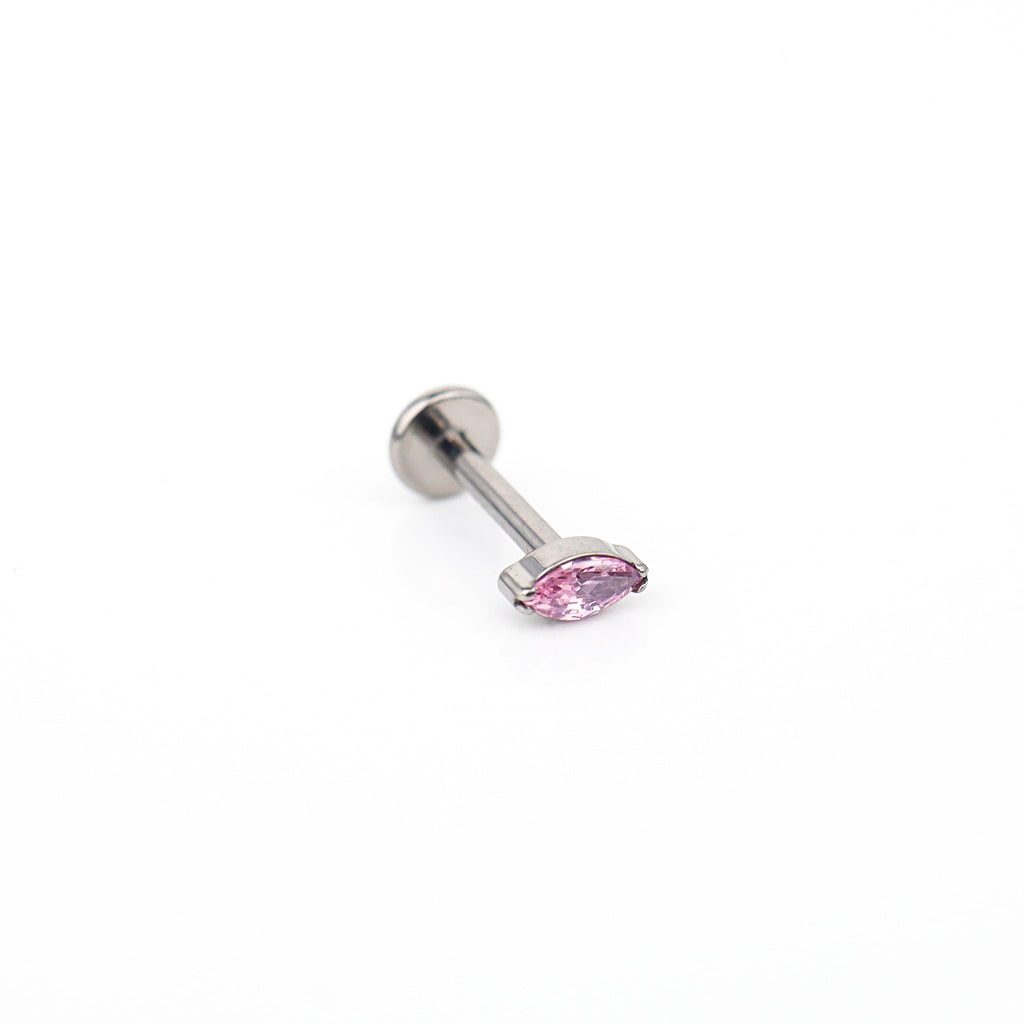 Rainbow Marquise CZ Internally Threaded Titanium Ear Studs