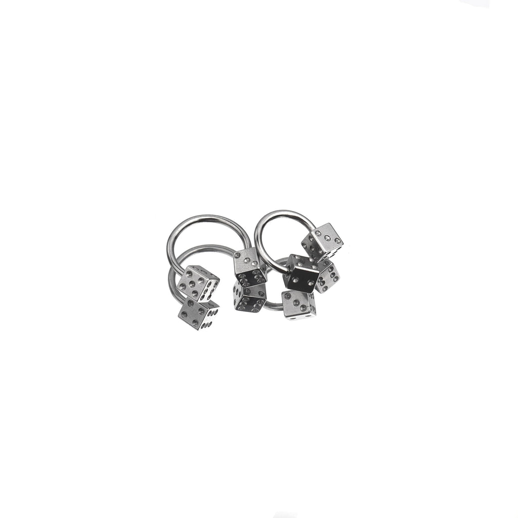 Externally threaded Dice stainless steel Horseshoe Ring
