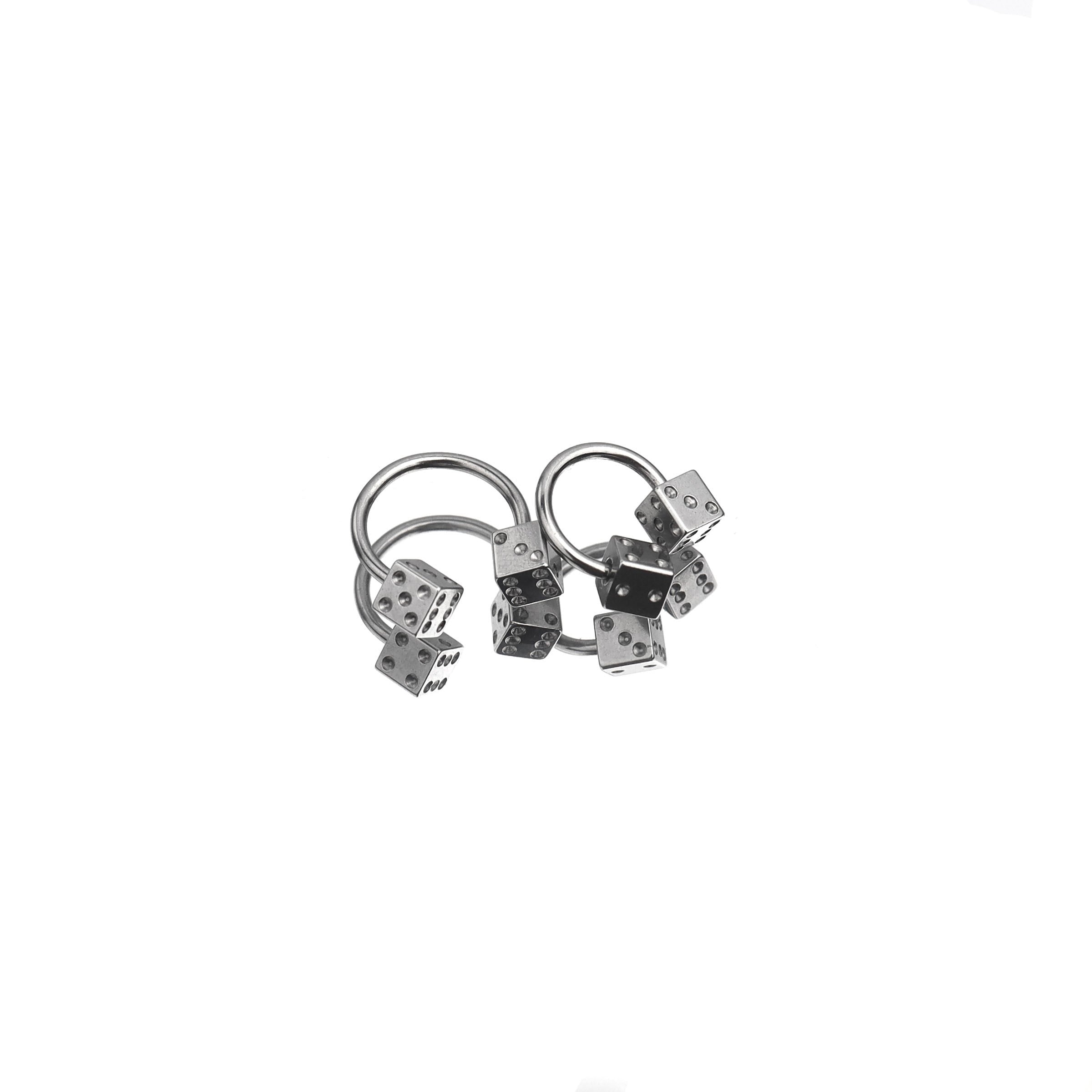 Externally threaded Dice stainless steel Horseshoe Ring