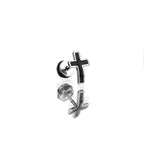 Curved Drip Cross Stainless Steel Ear Stud