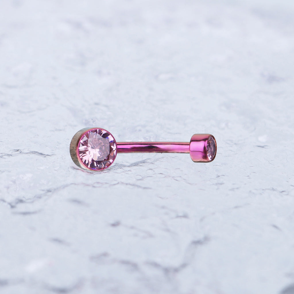 Round CZ internally threaded Titanium Belly Ring