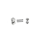 Silver Single-End Dice Externally Threaded Stainless Steel Ear Studs