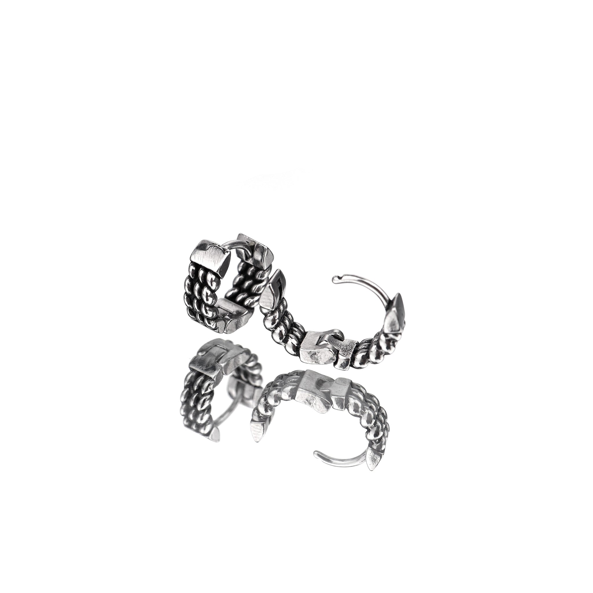 Engraved Rope Knot Stainless Steel Earrings