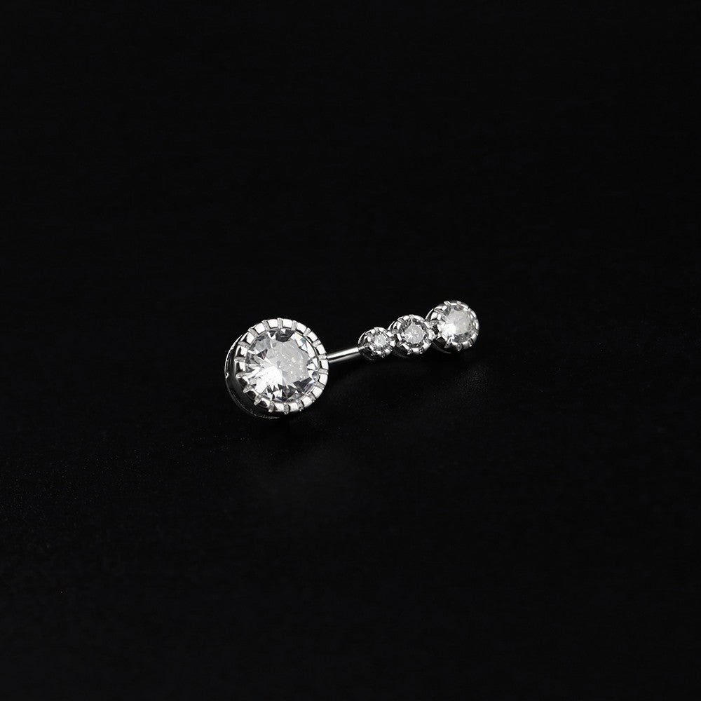 Four CZ S925 Sterling Silver Belly Ring