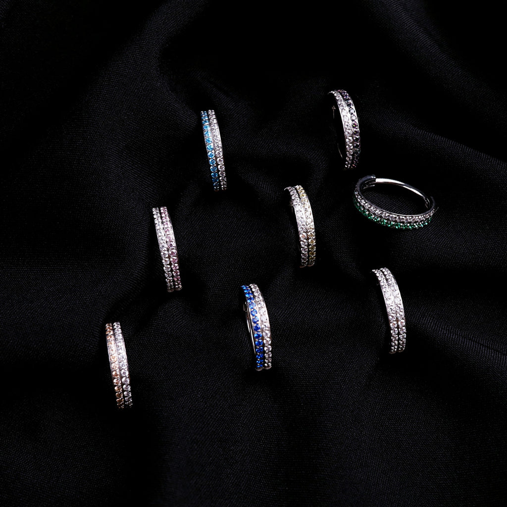 16G Double Layer CZ Titanium Segment Hoop