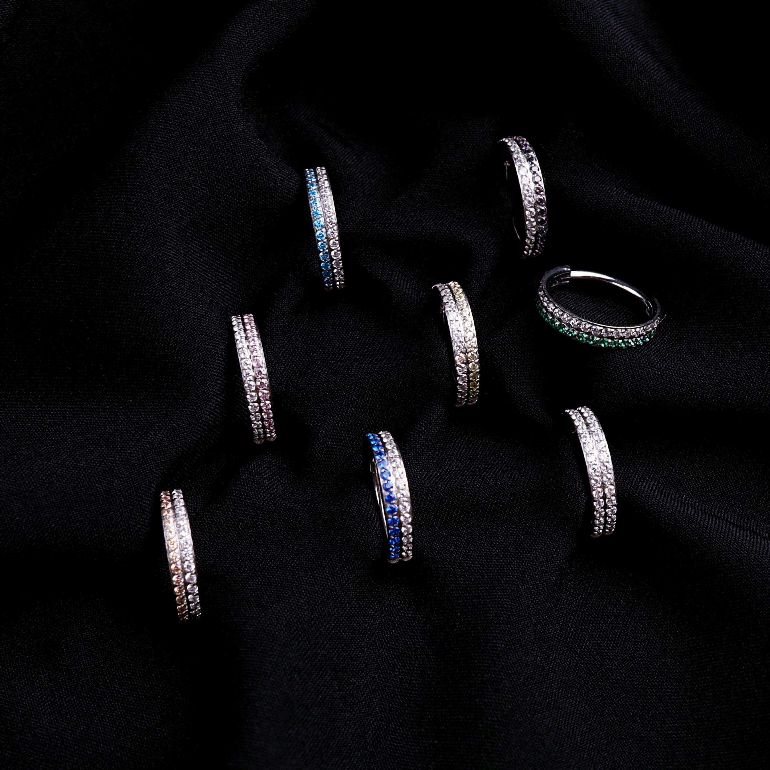 16G Double Layer CZ Titanium Segment Hoop