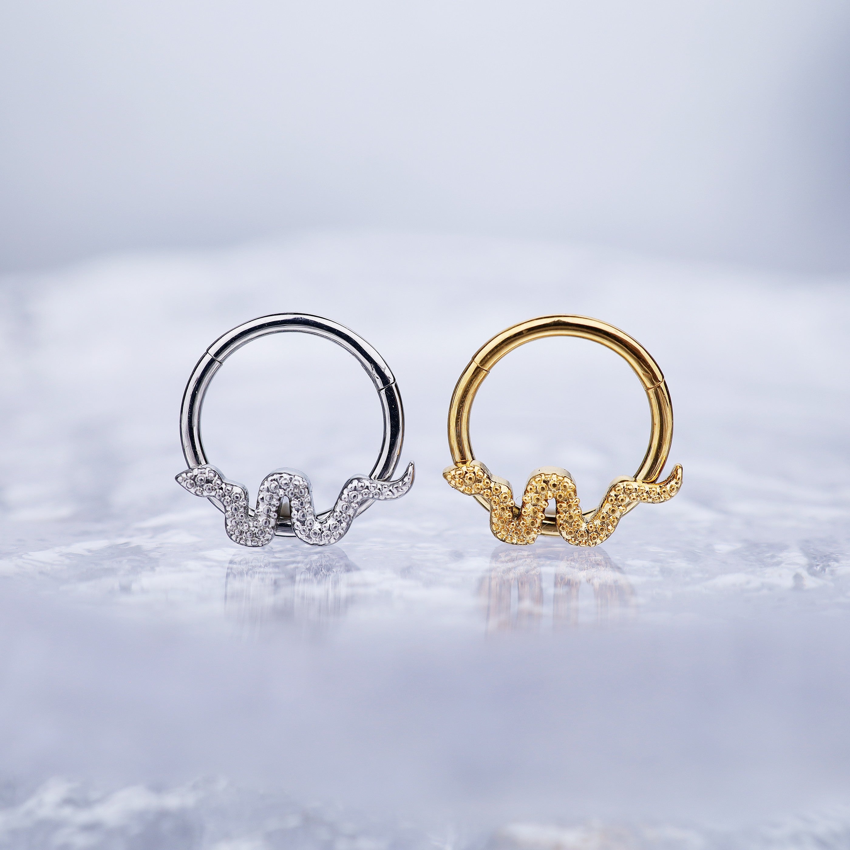 Engraved Serpent stainless steel Segment Ring