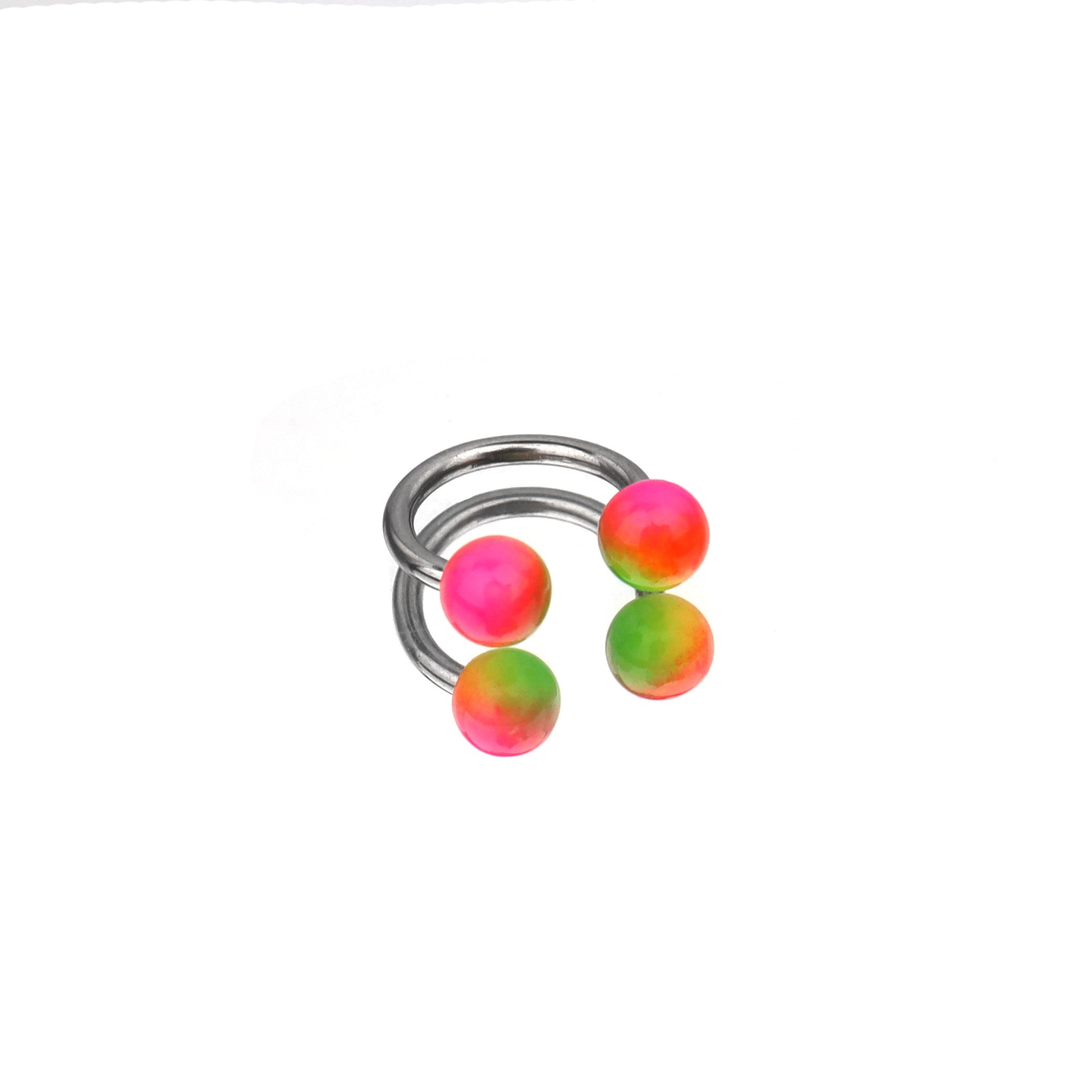 Colorful Acrylic Contrast Ball Horseshoe Ring