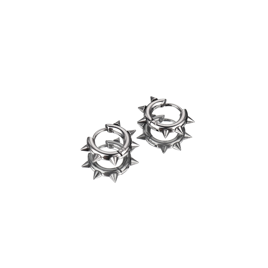 Six Small Spike Stainless Steel Earrings