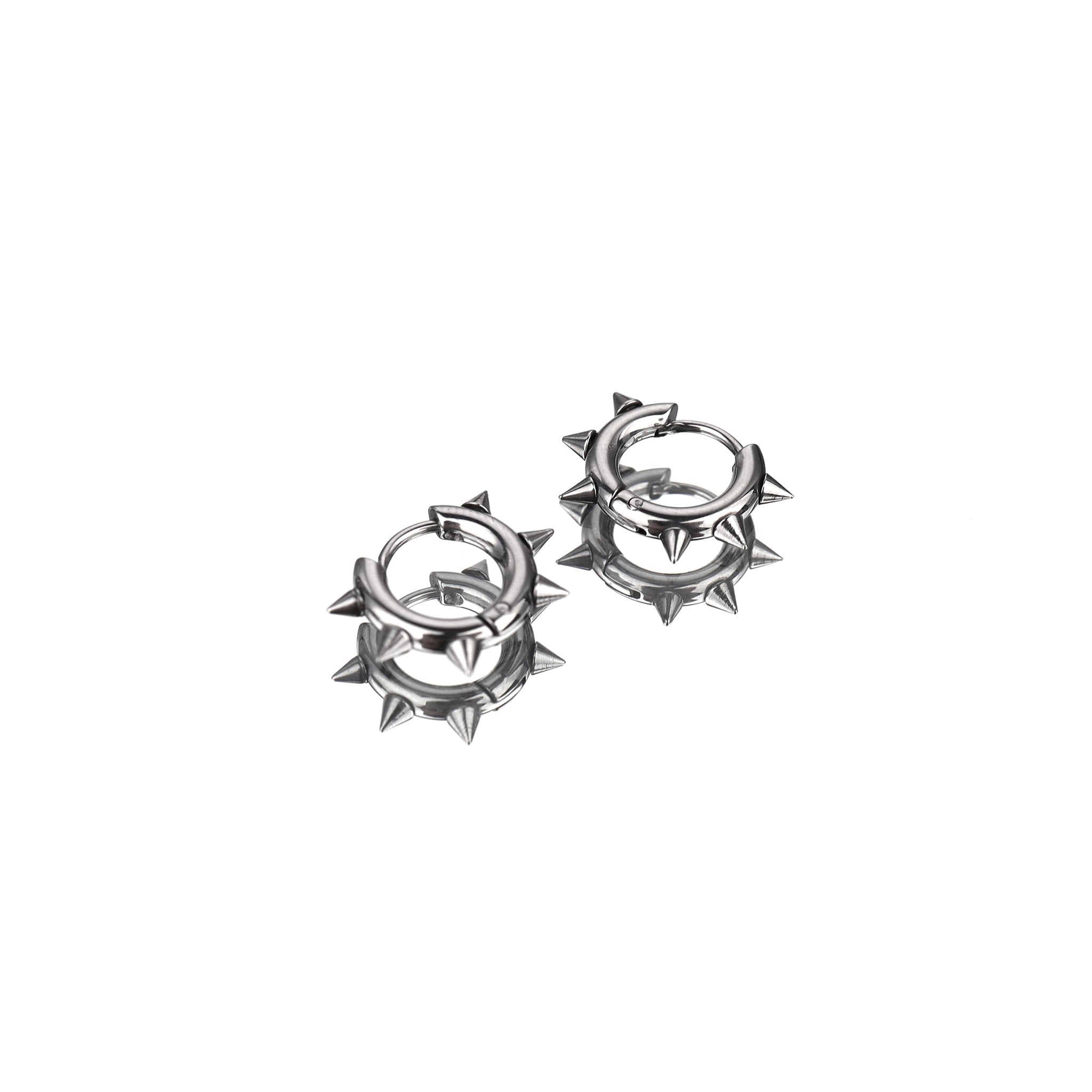 Six Small Spike Stainless Steel Earrings