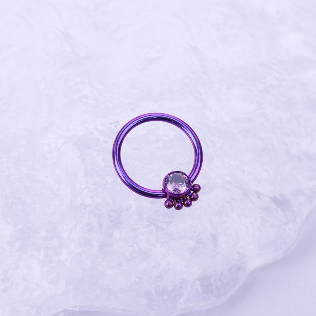 CZ Ball Closure  Titanium Ring