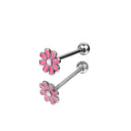 Pink Flower Oil Slick Tongue Stud