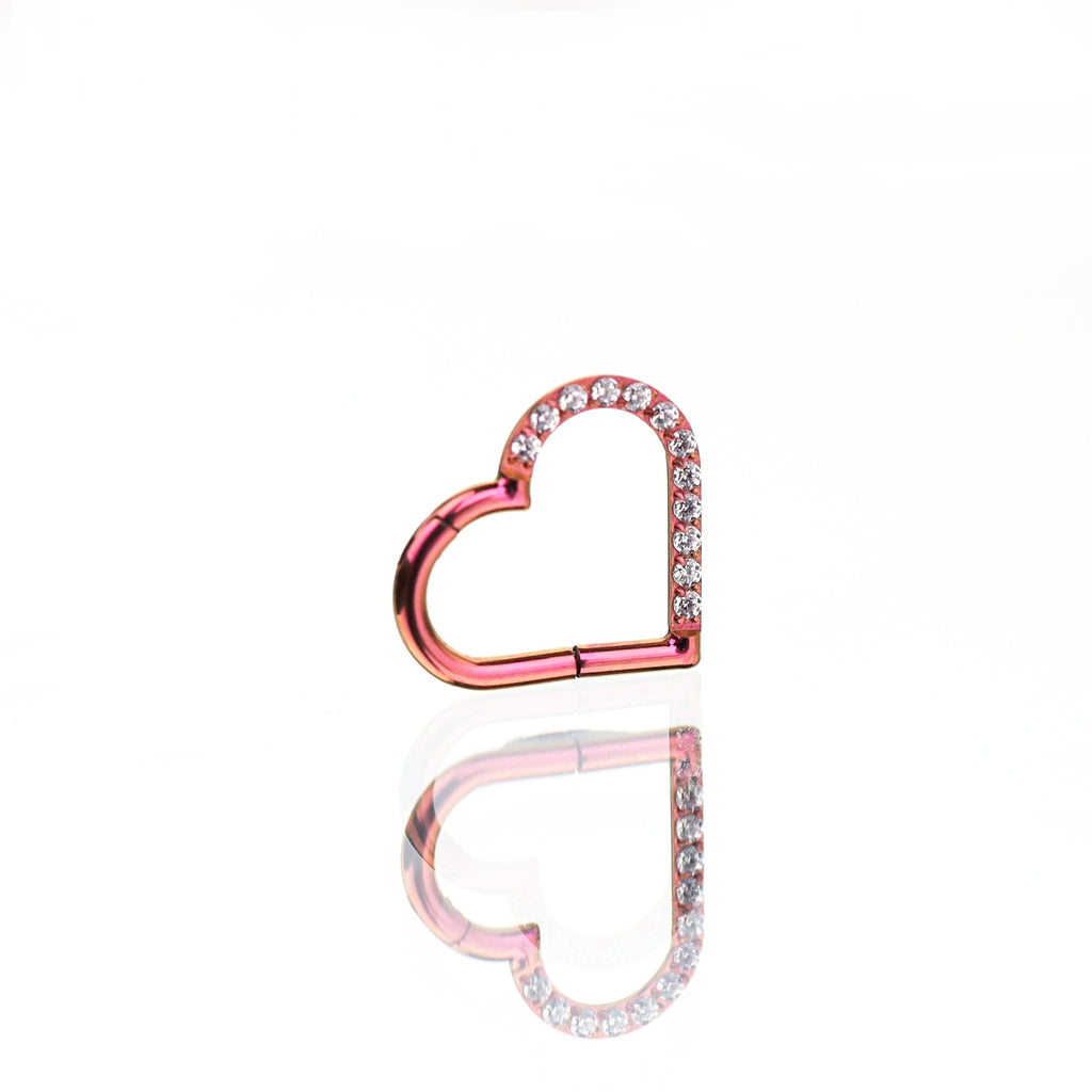 16G heart-shaped hoop CZ Titanium Segment Hoop