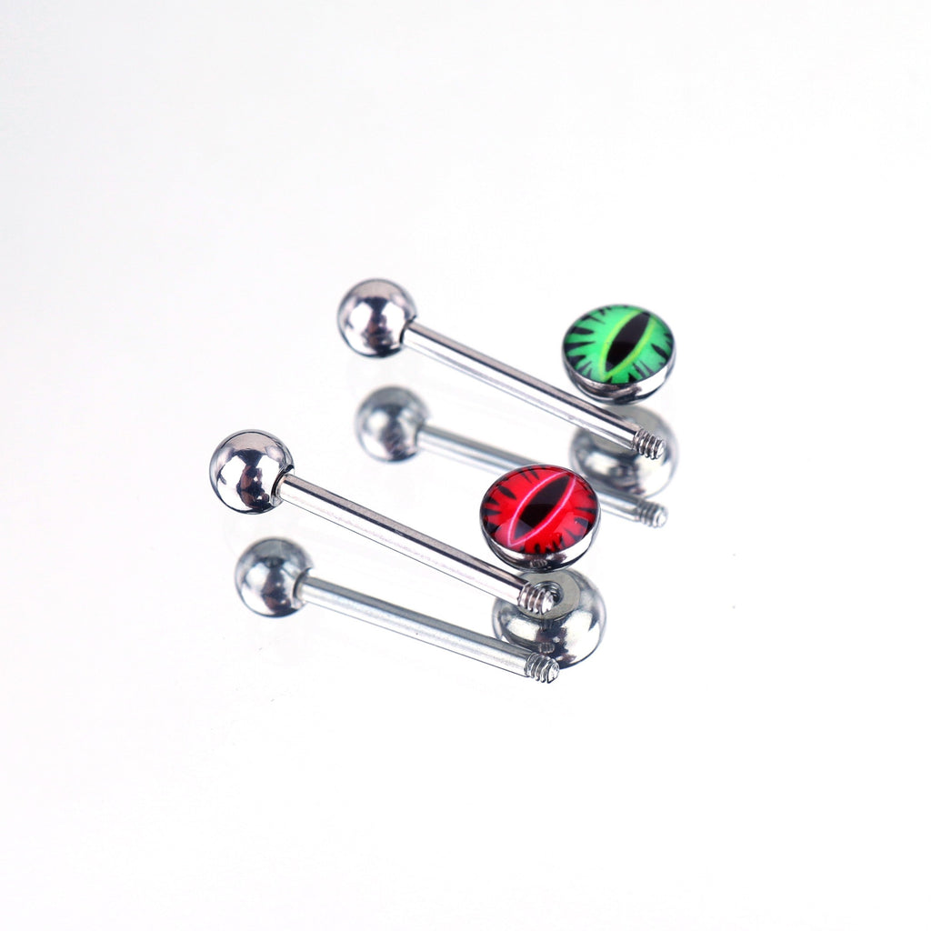 Red & Green Devil Eye Oil Slick Tongue Stud